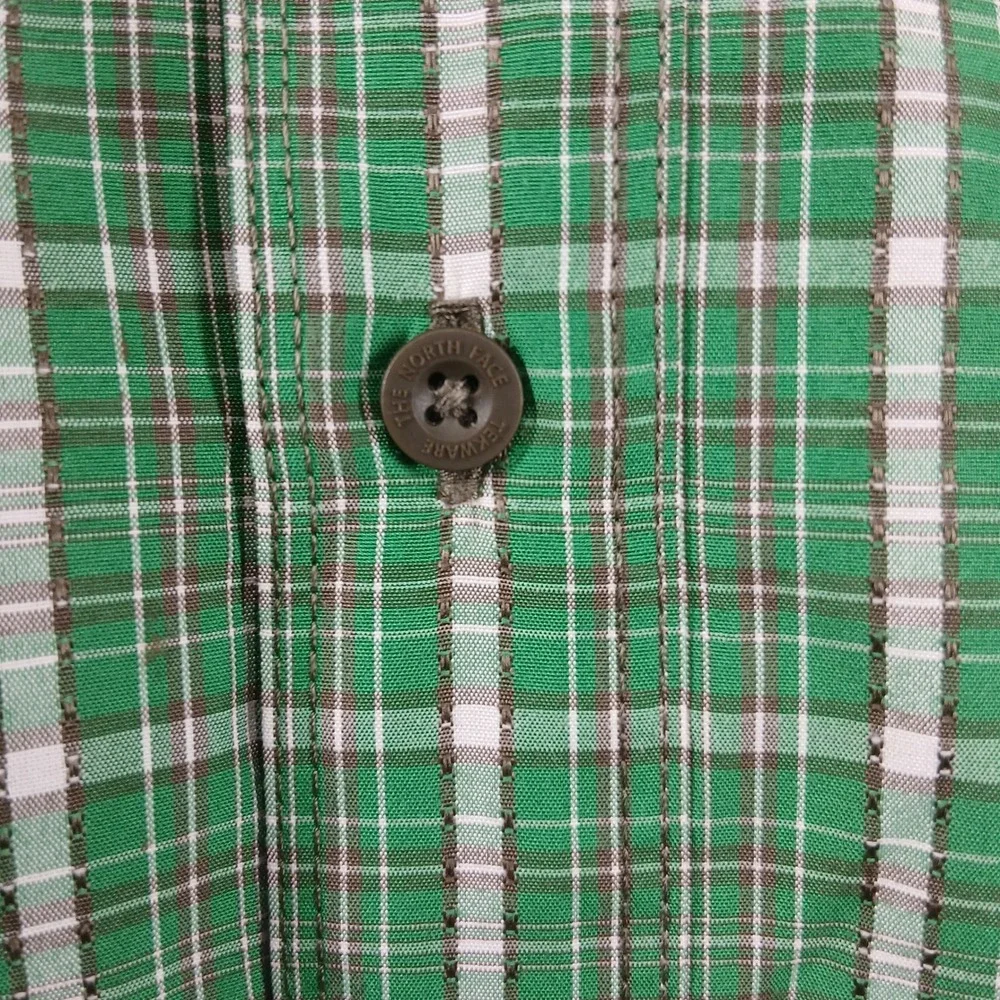 The North Face Plaid Short Sleeve Hiking Button Up Shirt Size XL Green